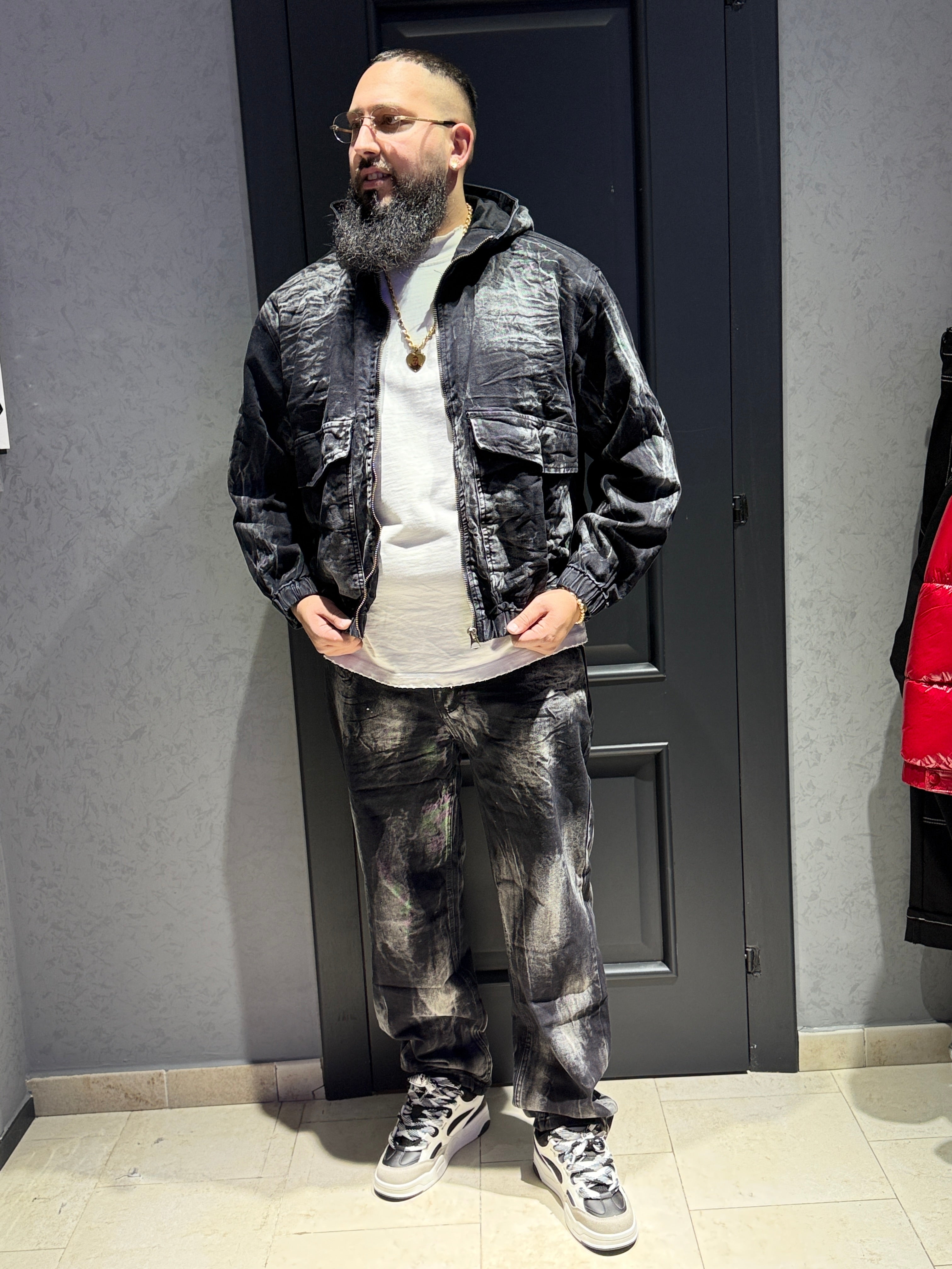 Coordinato JEANS BLACK cappuccio